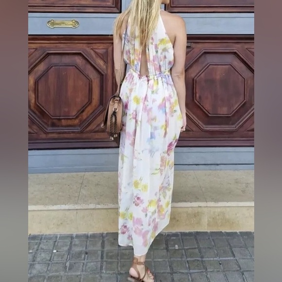 NWT - Zara Women’s Floral Print Chiffon Maxi Dress - Size L - Picture 4 of 13